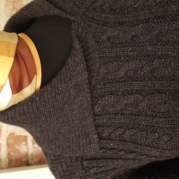 The Irish Store charcoal gray cable knit merino wool fit and flare dress 10 12 L - Picture 2 of 7